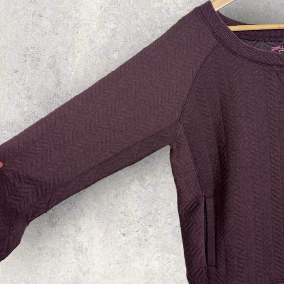 Prana Purple Silverspring Crewneck Pullover Sweater Plum Size Large Quilted Top - Picture 7 of 10